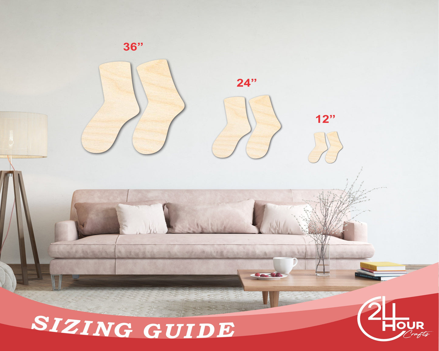 Unfinished Wood Socks Shape - Craft - up to 46" DIY