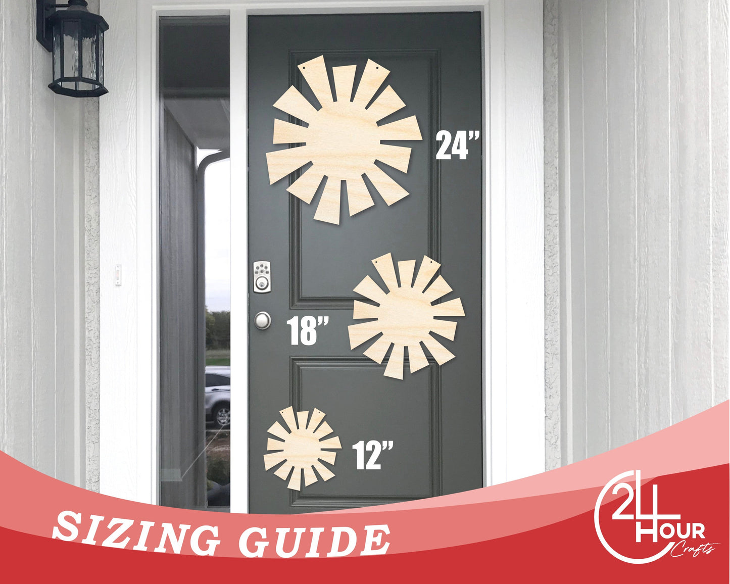 Unfinished Sun Door Hanger | DIY Craft Cutout | Door Hanger | up to 46" DIY