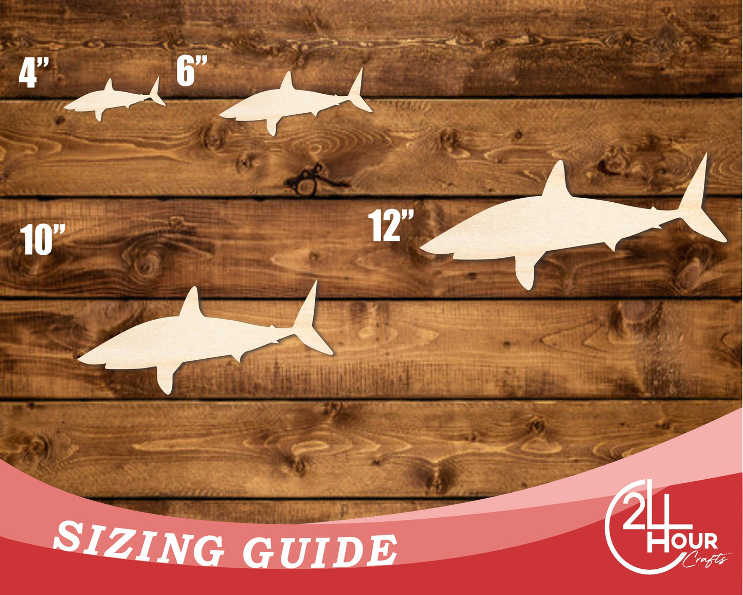 Unfinished Wood Swimming Sand Tiger Shark Shape | DIY Craft Cutout | up to 46" DIY