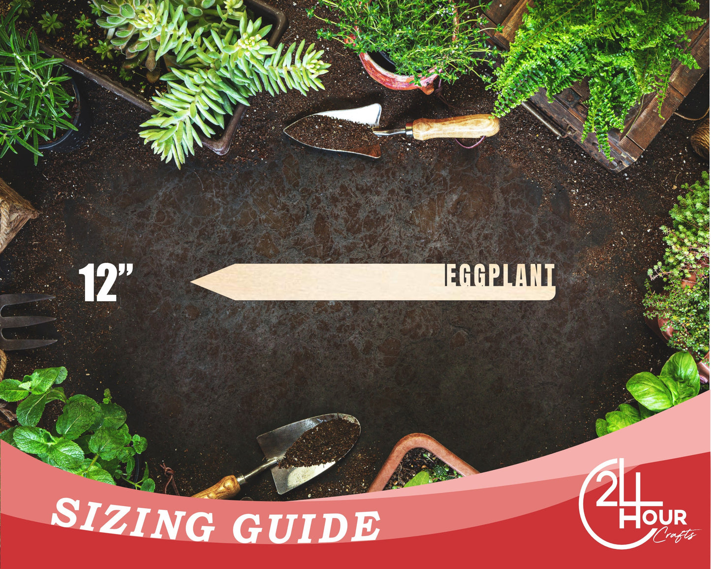 Unfinished Wood Eggplant Garden Stake | DIY Craft Cutout | up to 24" DIY