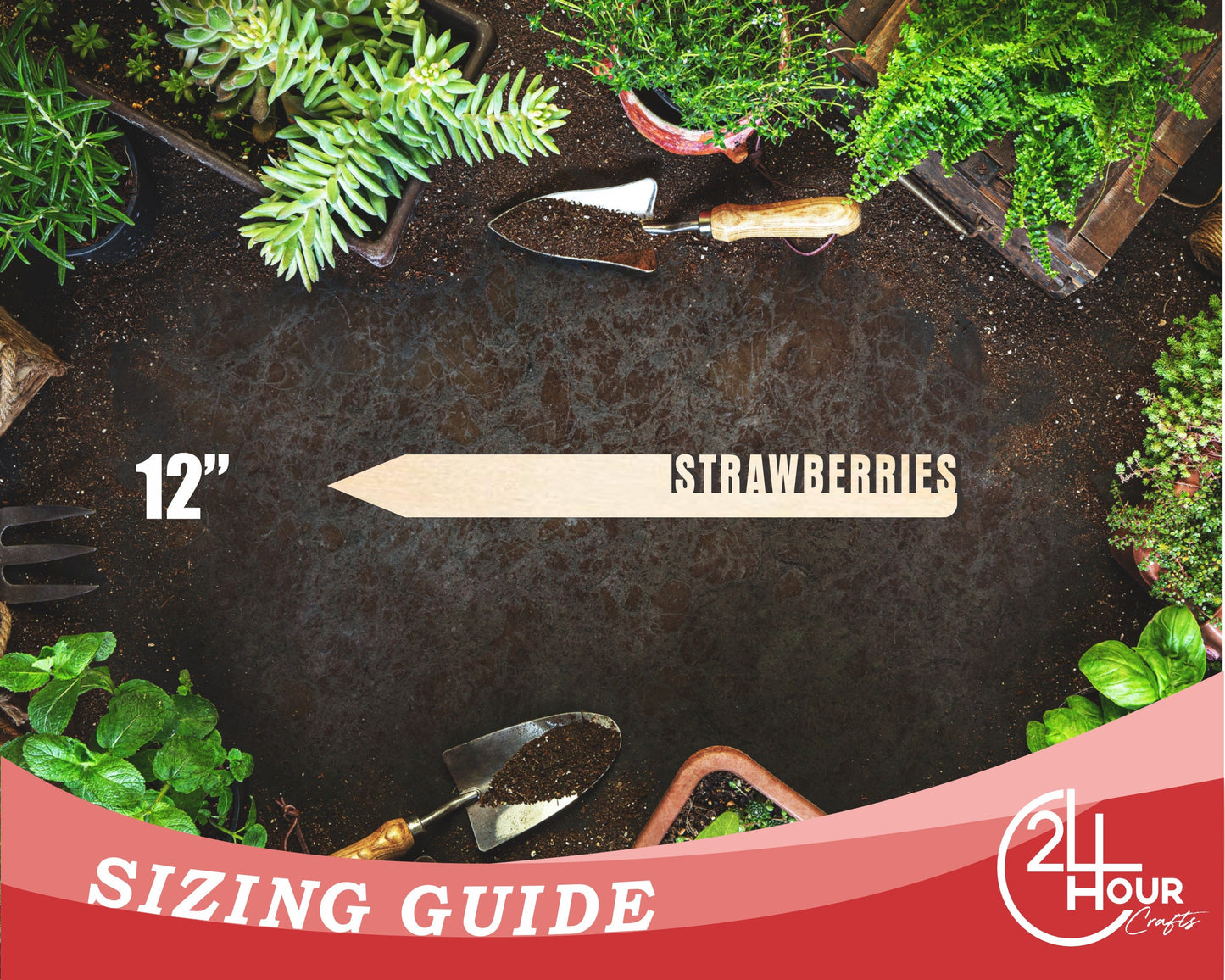 Unfinished Wood Strawberries Garden Stake | DIY Craft Cutout | up to 24" DIY