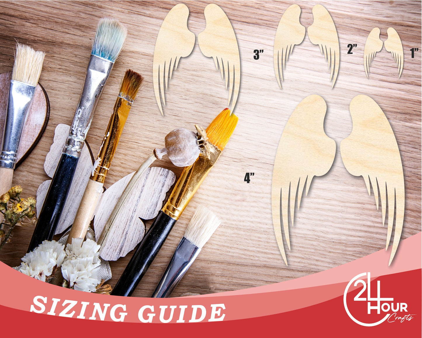 Unfinished Wood Angel Wings | 2 Wings | DIY Angel Craft | Up to 36"