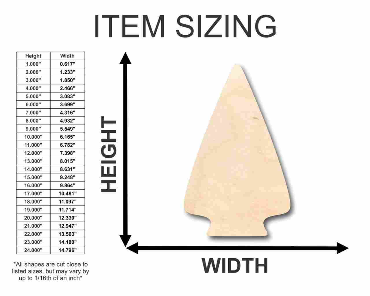 Unfinished Wood Arrowhead Shape - Craft - up to 46" DIY