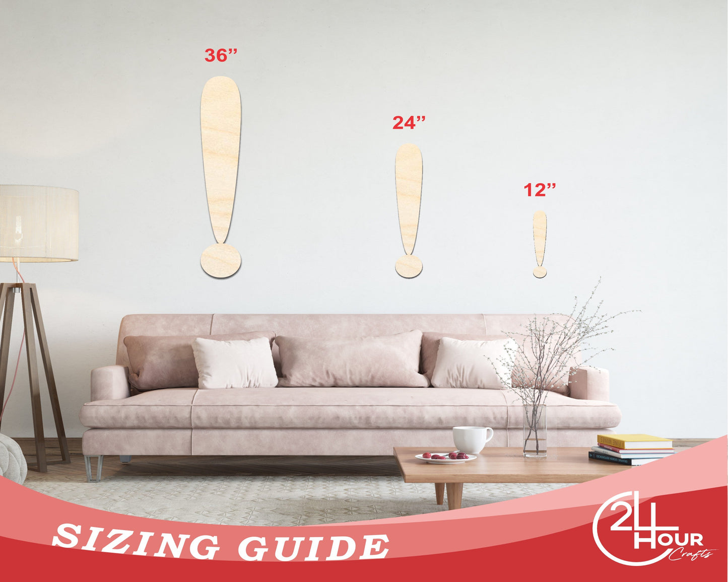 Unfinished Wood Exclamation Point Symbol - Craft - up to 46" DIY
