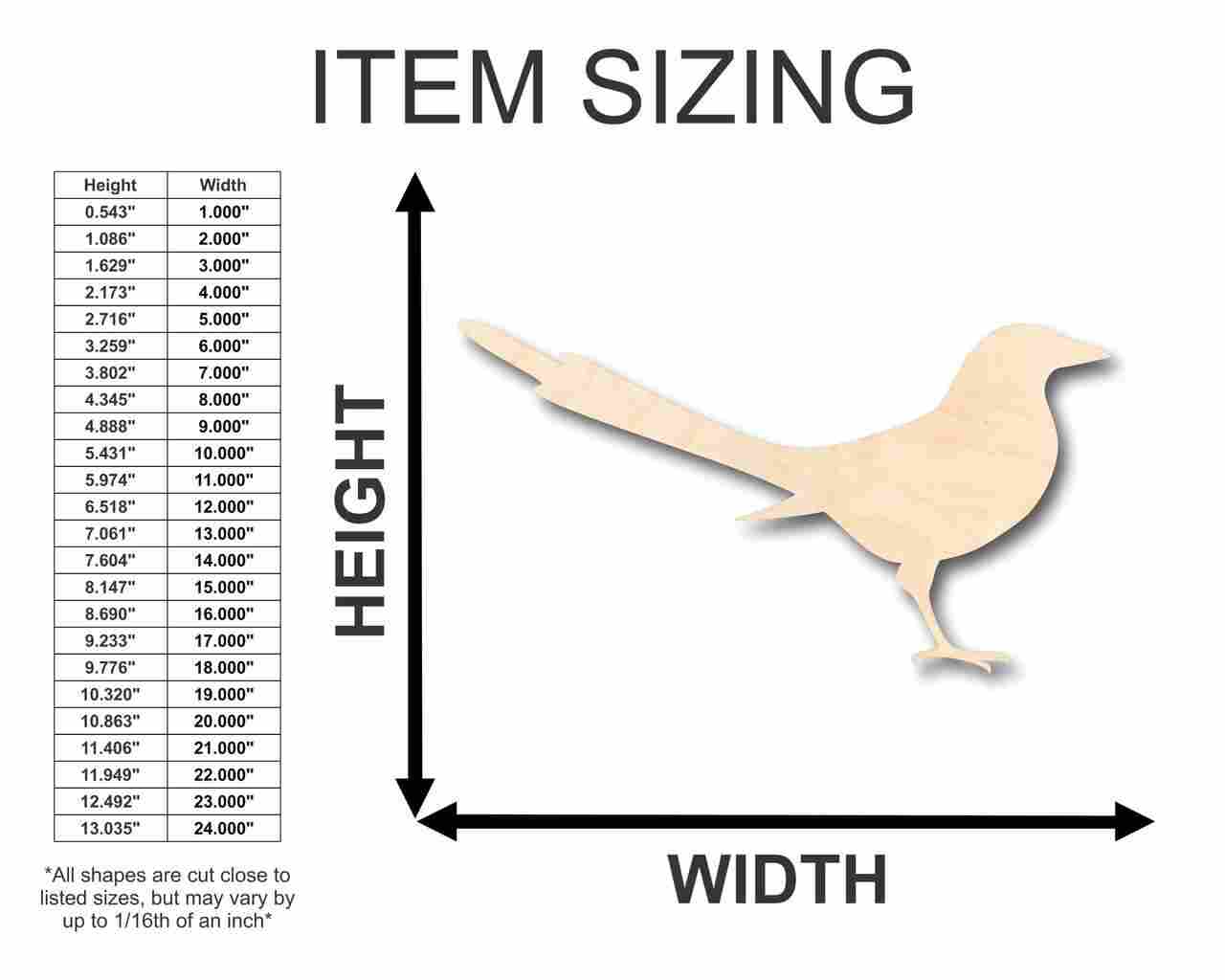 Unfinished Wood Magpie Shape - Bird - Wildlife - Craft - up to 46" DIY