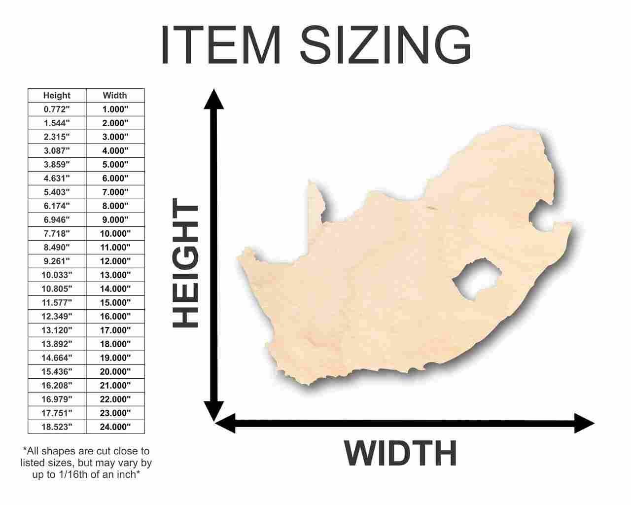 Unfinished Wood South Africa Shape - Africa - Country - Craft - up to 46" DIY