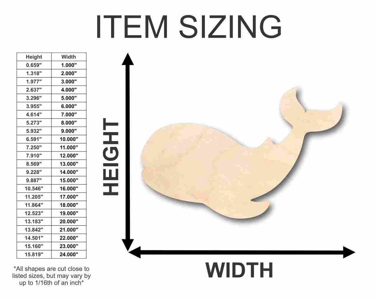Unfinished Wood Whale Shape - Ocean - Nursery - Craft - up to 46" DIY