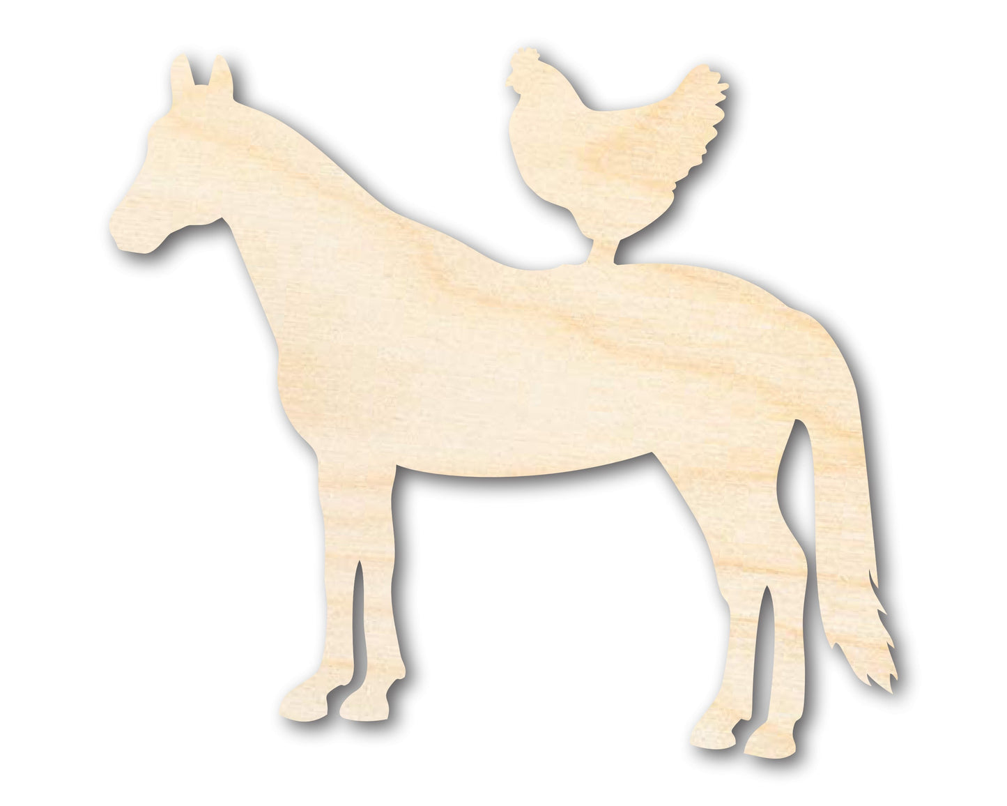 Unfinished Wood Horse and Chicken Shape - Farm Craft - up to 46" DIY