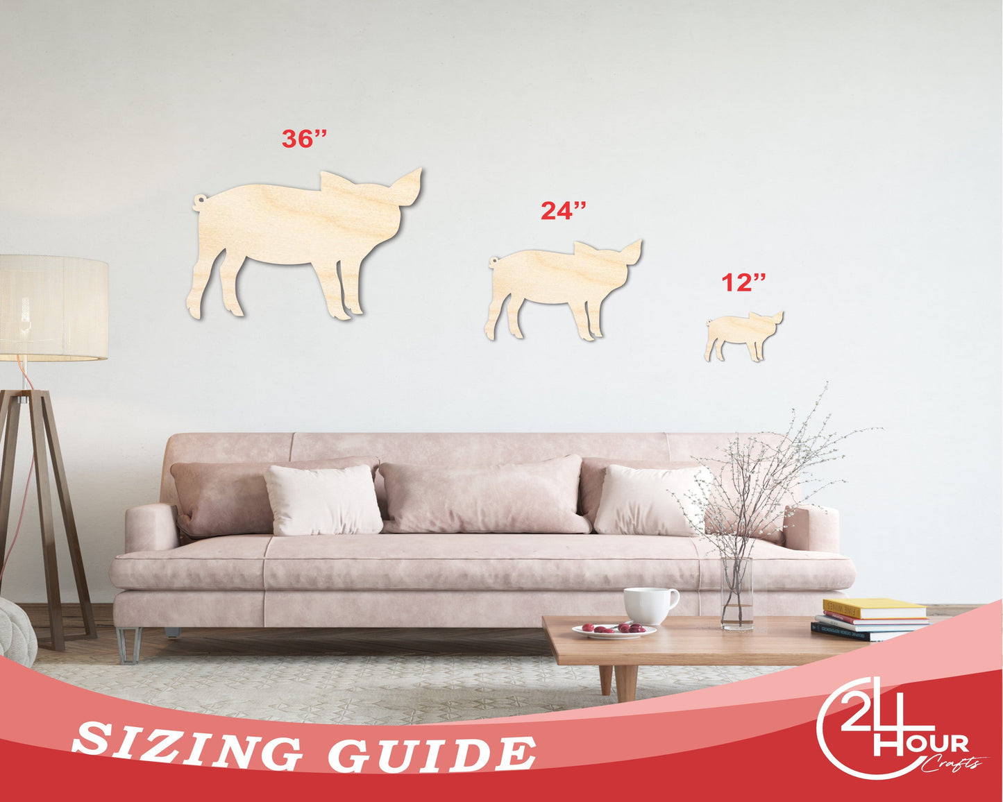 Unfinished Wood Pig Shape - Animal Craft - up to 46" DIY