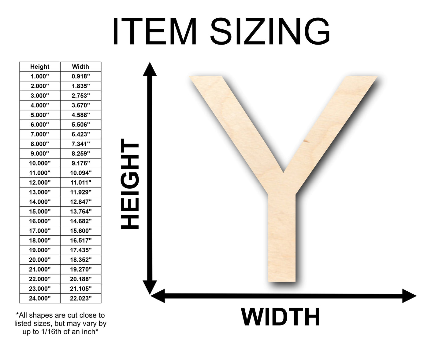 Unfinished Wood Arial Letter Y Shape - Craft - up to 46" DIY