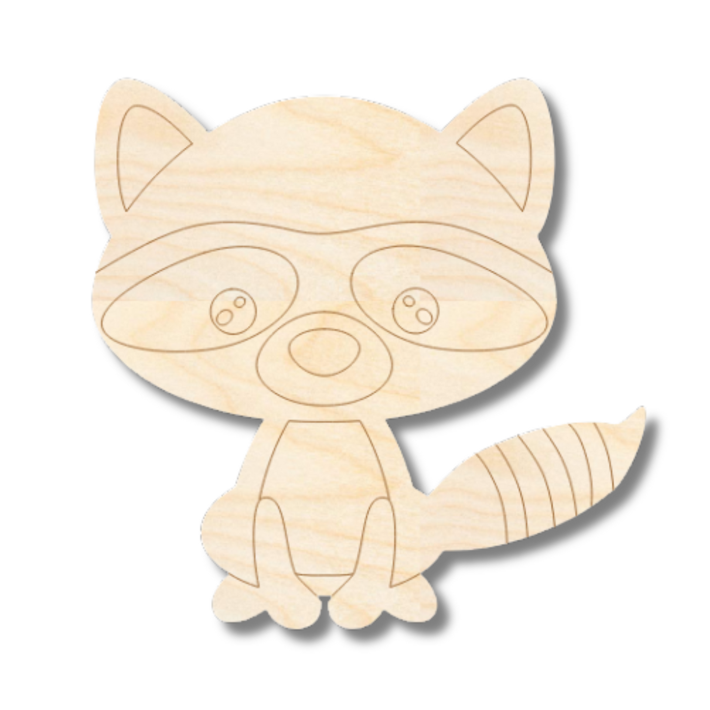 Unfinished Wood Etched Raccoon Shape | Paint By Line Crafts | up to 30" DIY