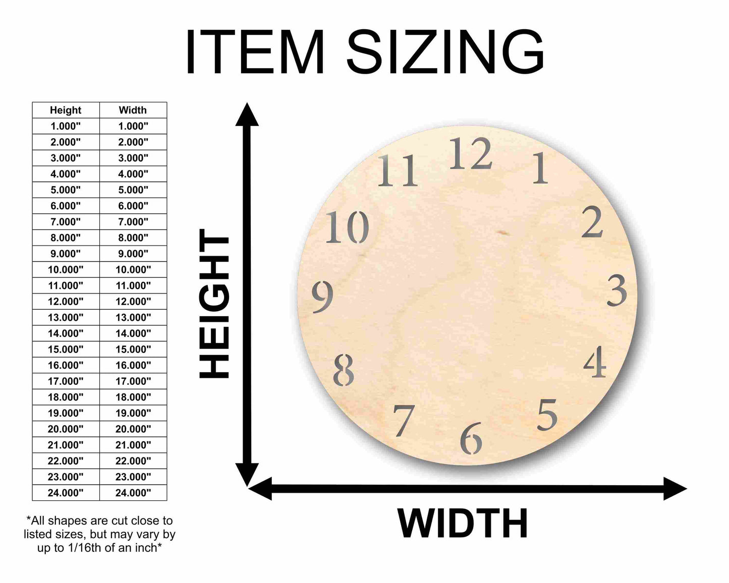 Unfinished Wood Clock Silhouette - Craft- up to 46" DIY