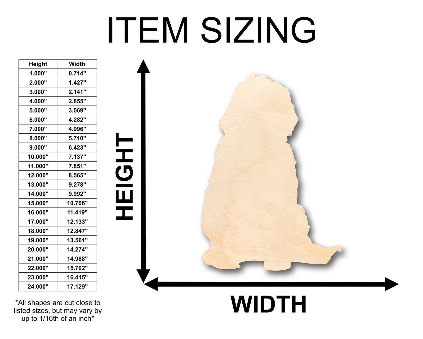 Unfinished Wood Golden Doodle Dog Shape - Craft - up to 46" DIY