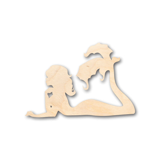 Unfinished Wood Mermaid Siren Shape - Craft - up to 46" DIY