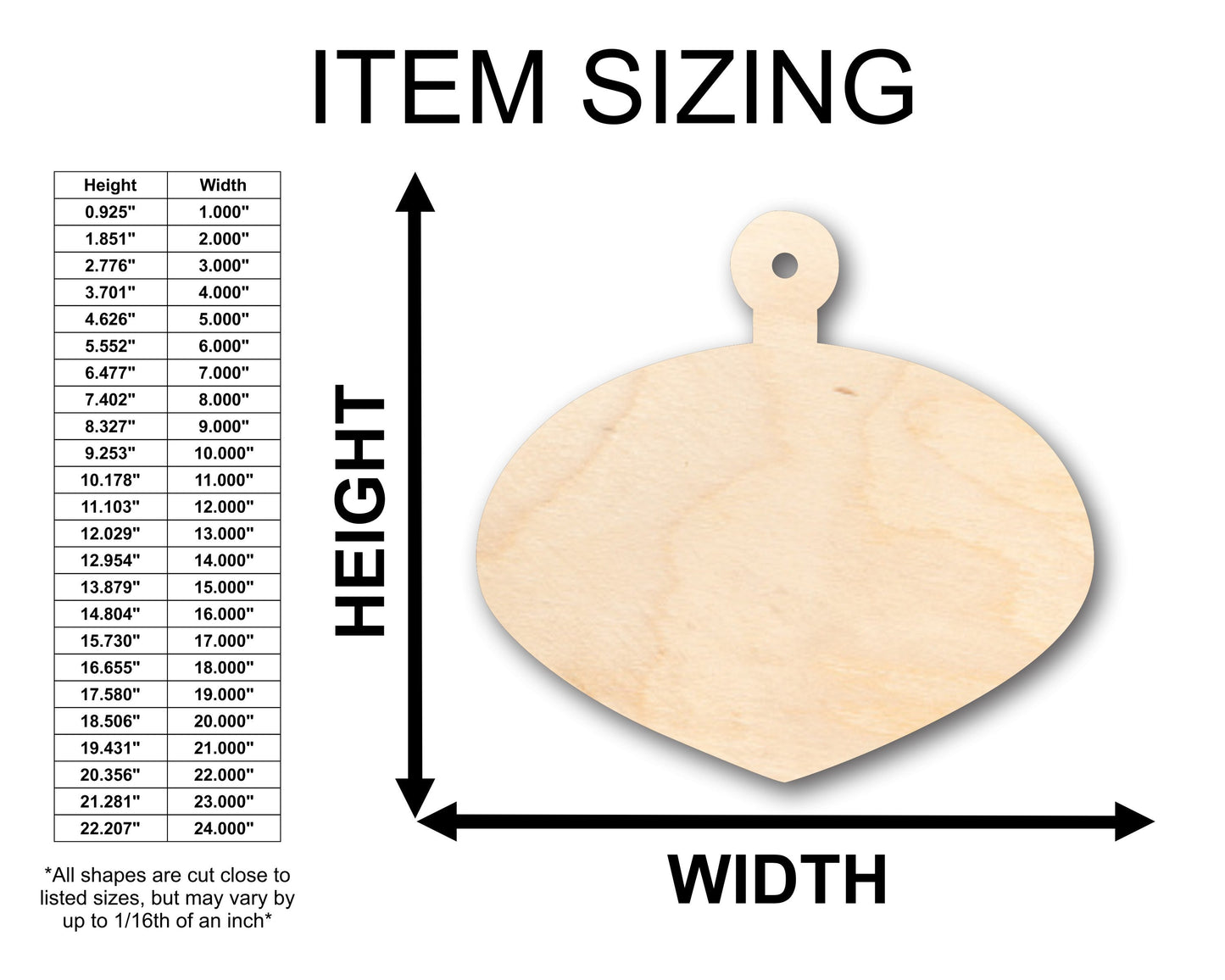 Unfinished Wood Ornament Wide Shape - Craft - up to 46" DIY