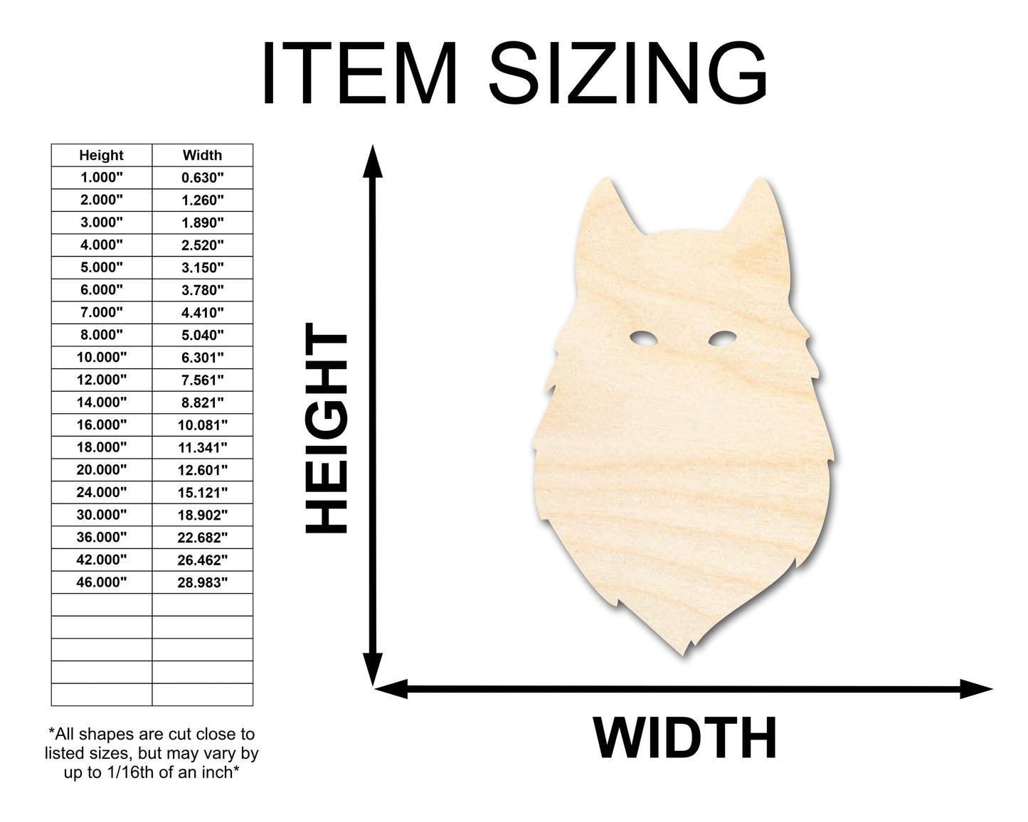 Unfinished Wood Wolf Head Shape - Animal Craft - up to 46" DIY