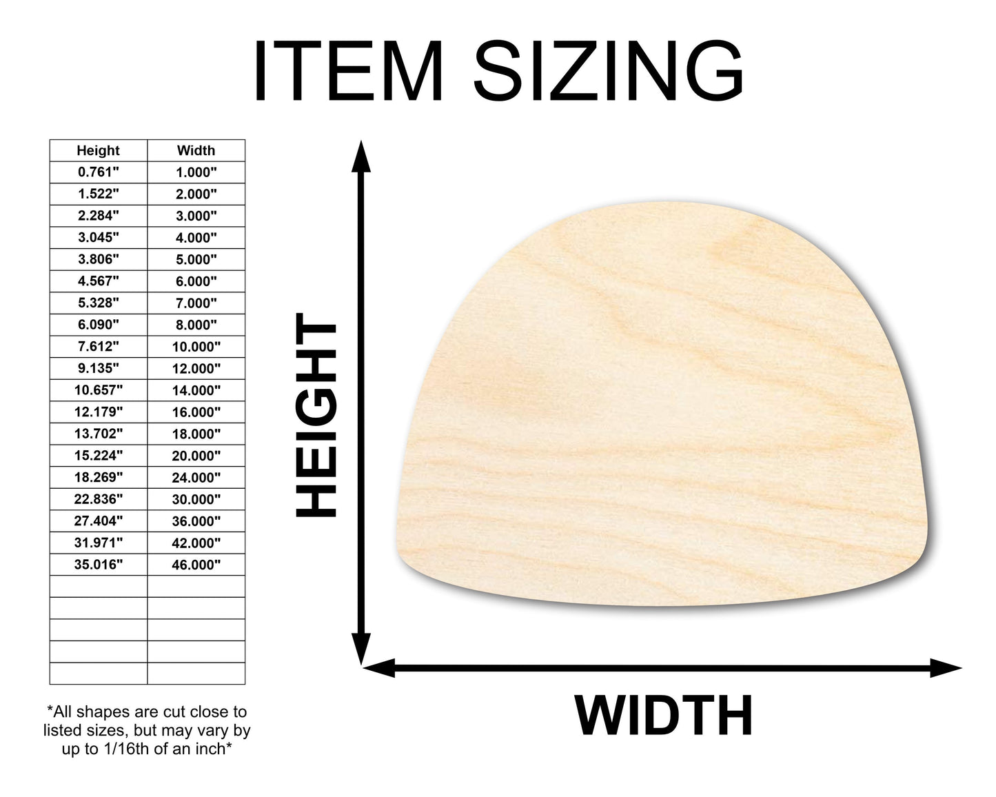 Unfinished Wood Gumdrop Shape - Craft - up to 46"
