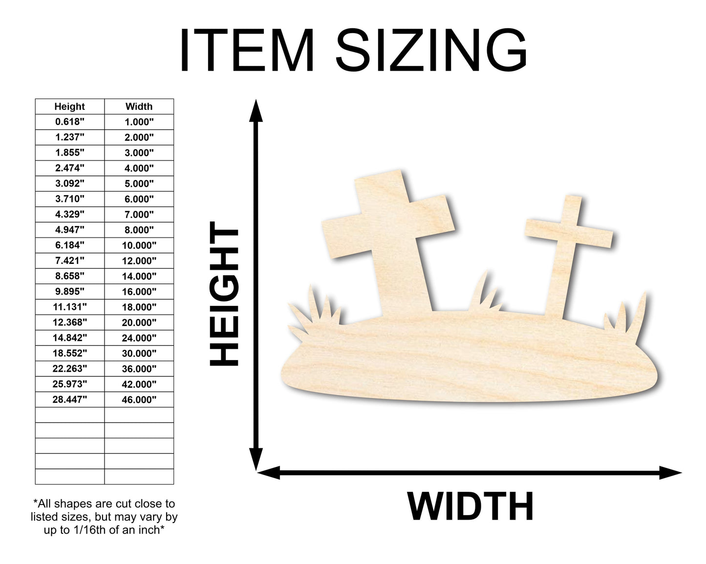 Unfinished Wood Graveyard Shape - Craft - up to 46"