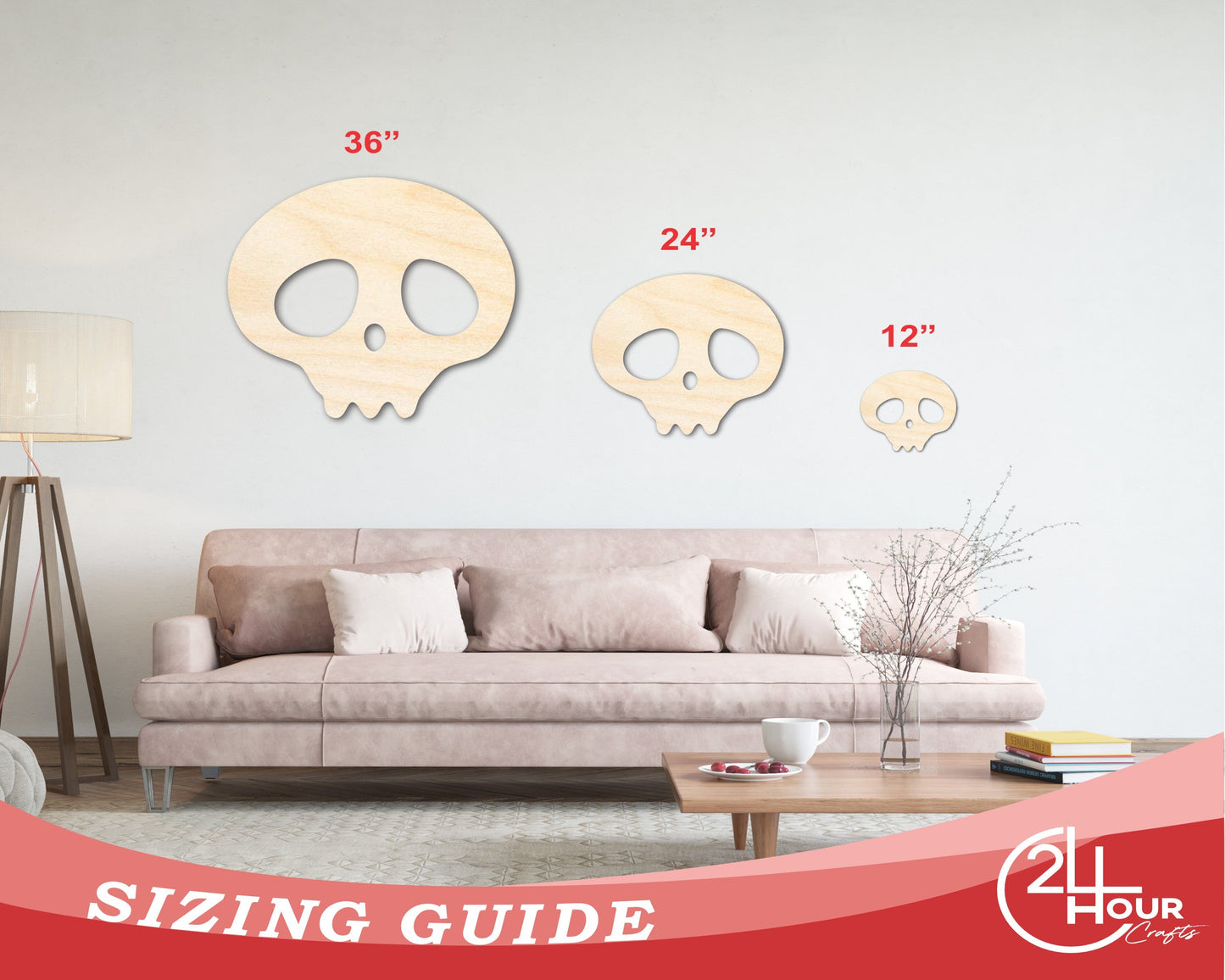Unfinished Cute Skull Shape | Craft Cutout | up to 46" DIY