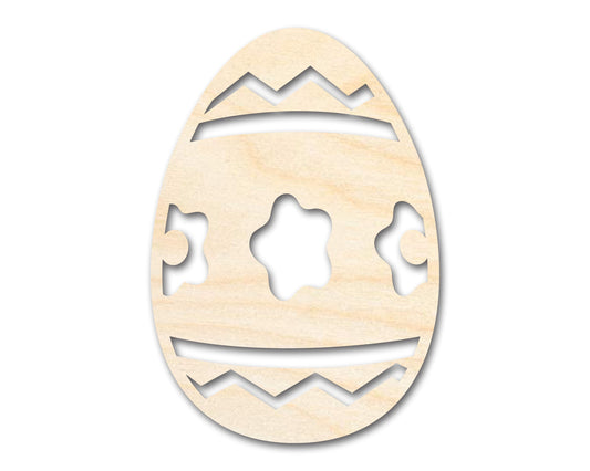 Unfinished Wood Striped Flower Egg Shape - Easter Craft - up to 46" DIY