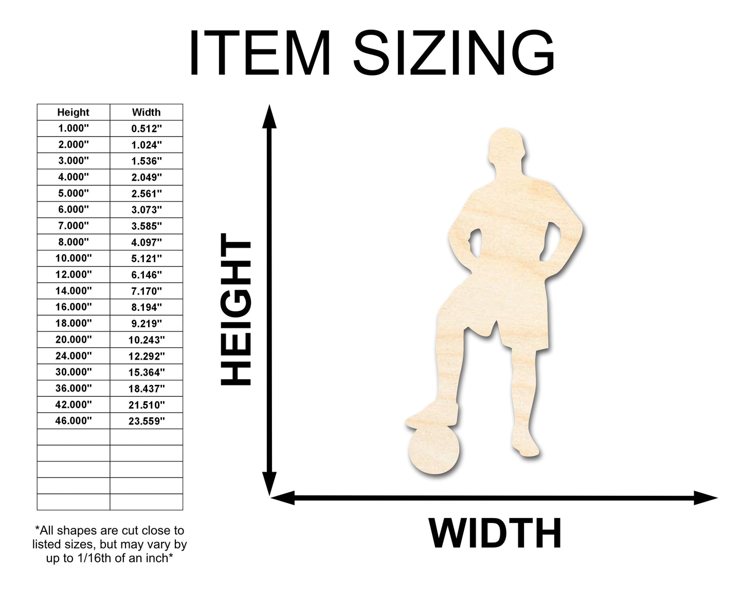 Unfinished Wood Soccer Player Silhouette | DIY Sports Craft Cutout | up to 46" DIY
