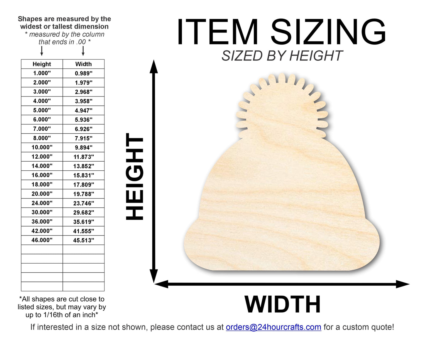 Unfinished Wood Winter Hat Silhouette | DIY Winter Craft Cutout | up to 46" DIY