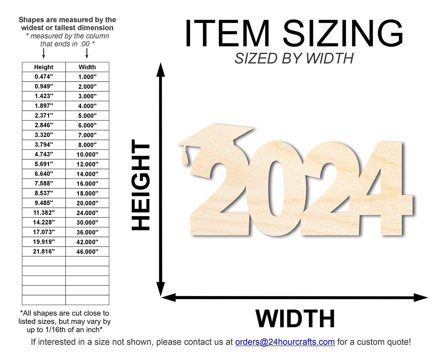 Unfinished 2024 Graduation Shape | DIY Craft Cutout | up to 46" DIY