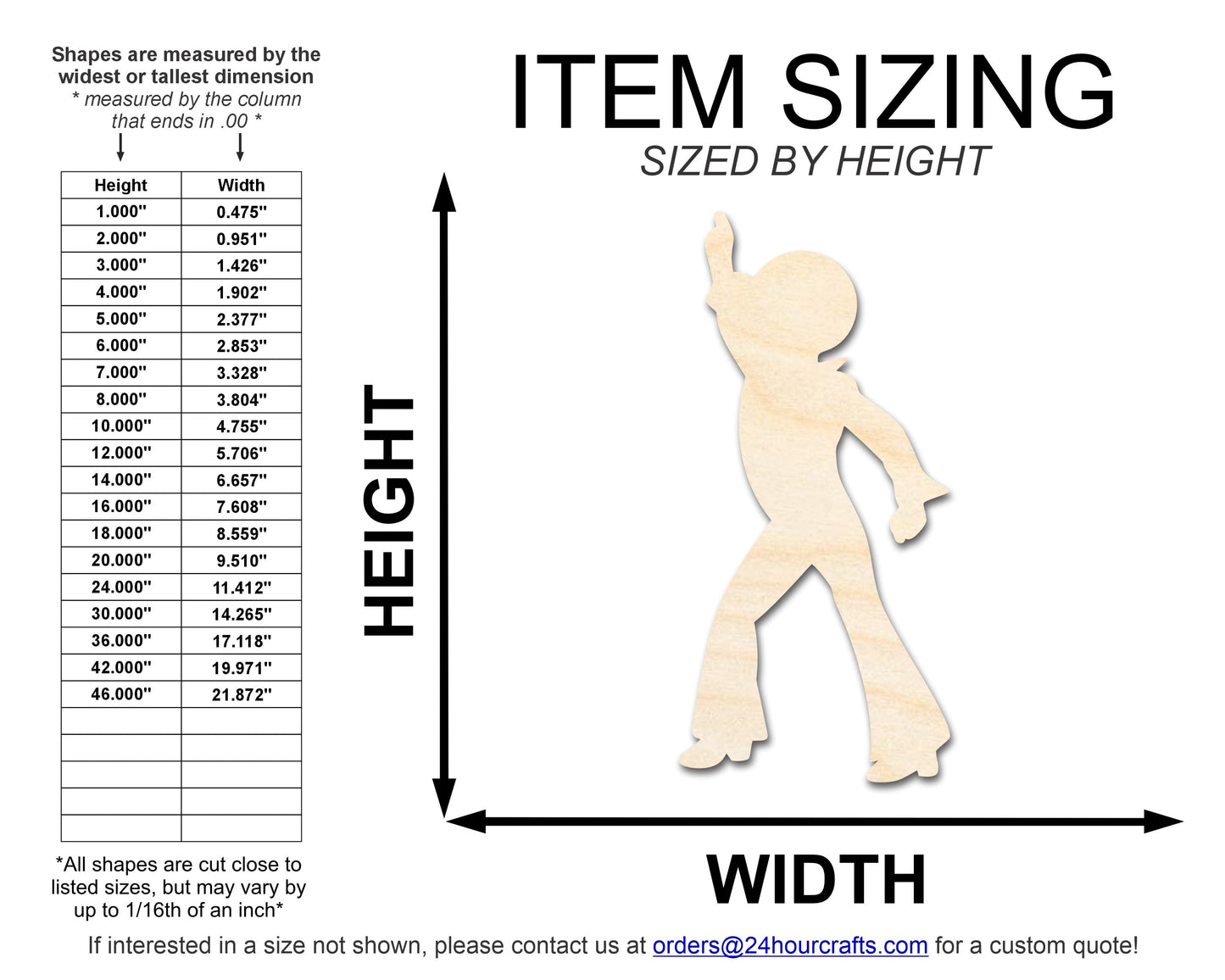 Unfinished Wood Disco Man Shape | DIY Craft Cutout | up to 46" DIY