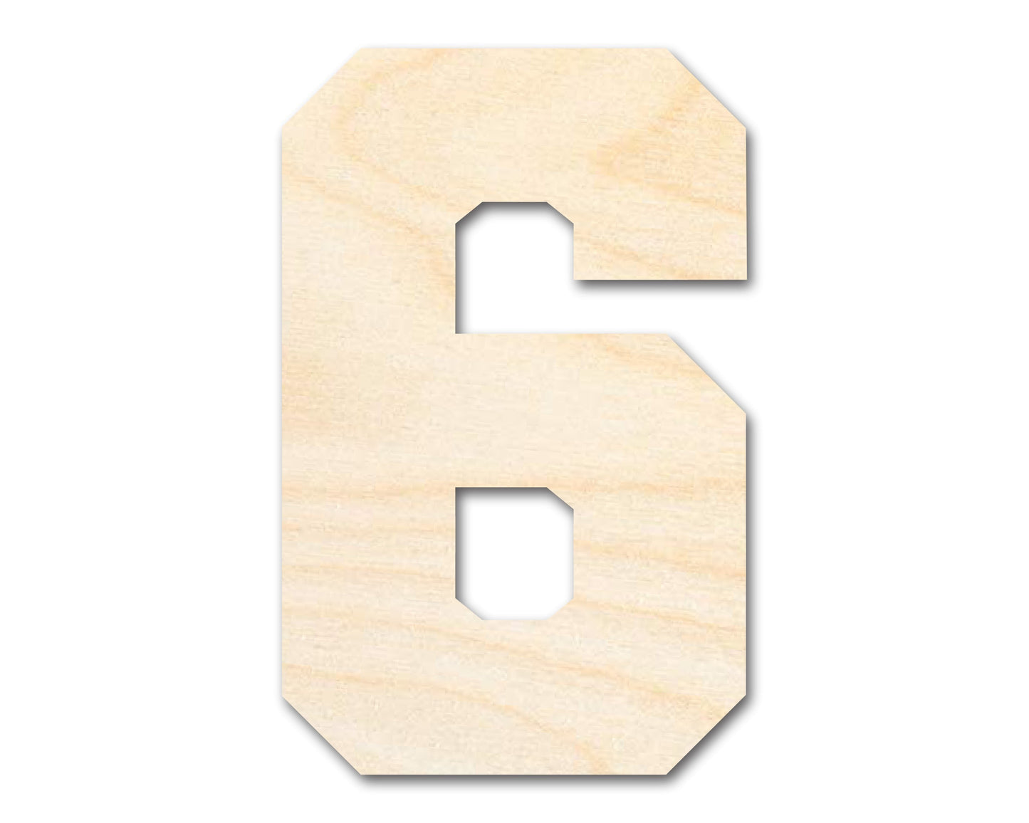 Unfinished Wood Varisty Number Six Shape | DIY Craft Cutout | up to 46" DIY