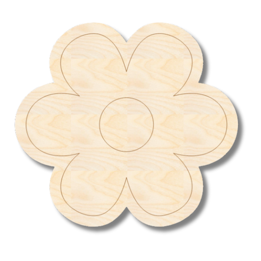 Unfinished Wood Etched Girls Flower Shape | Paint By Line Crafts | up to 30" DIY