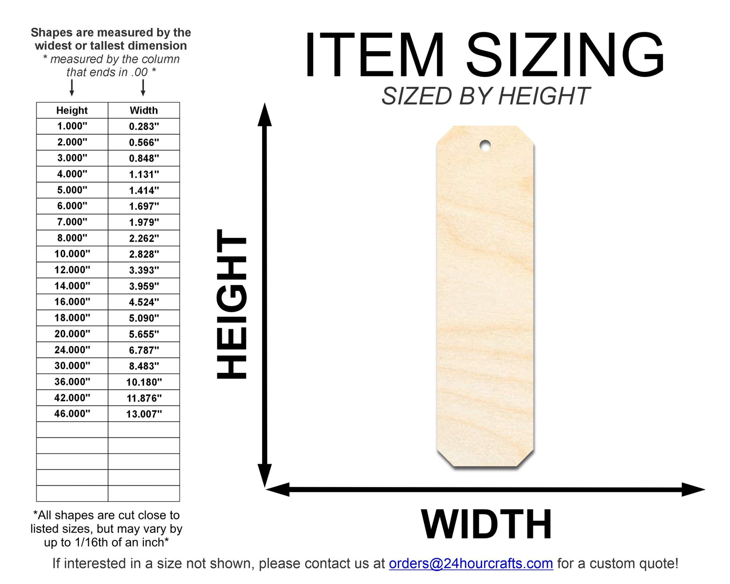 Unfinished Wood Cut Edge Bookmark Shape | DIY Craft Cutout | up to 12" DIY