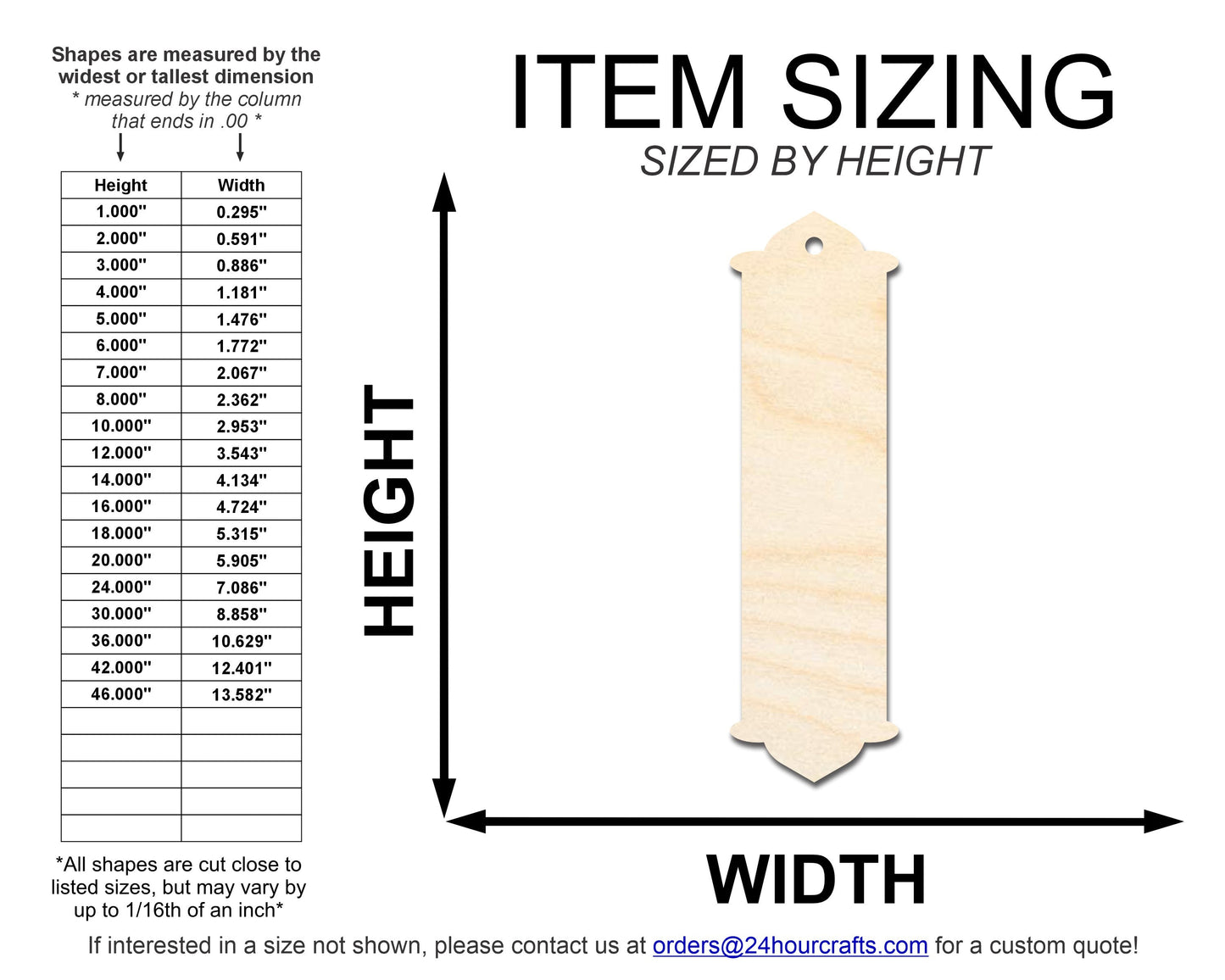 Unfinished Wood Twin Peak Bookmark Shape | DIY Craft Cutout | up to 12" DIY