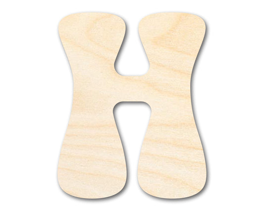 Unfinished Wood Groovy H Font Shape | DIY Craft Cutout | up to 46" DIY