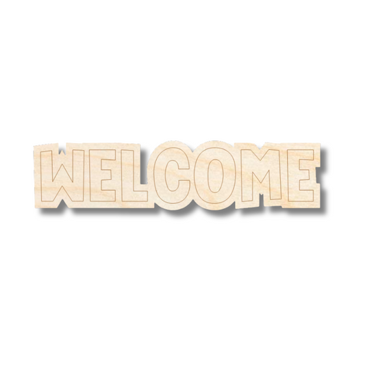 Unfinished Wood Etched Welcome Shape | Paint By Line Crafts | up to 30" DIY
