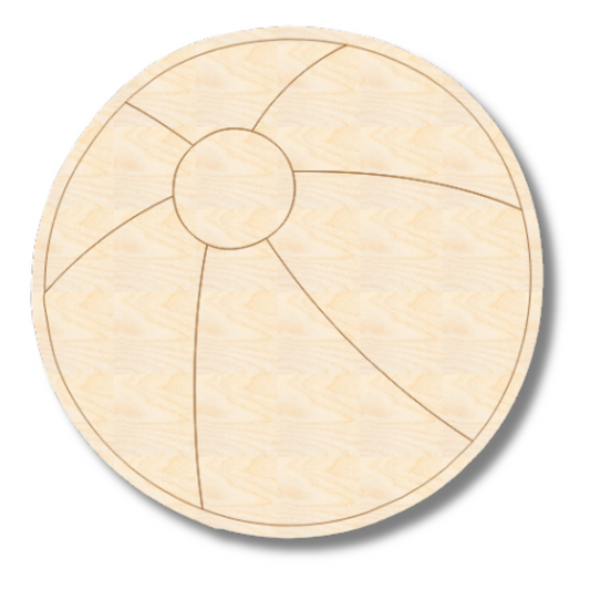 Unfinished Wood Etched Beach Ball Shape | Paint By Line Crafts | up to 30" DIY