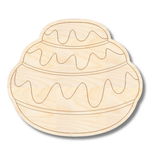 Unfinished Wood Etched Cinnnamon Bun Shape | Paint By Line Crafts | up to 30" DIY