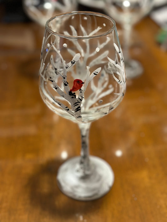 Set of 4 Hand-Painted Wine Glasses