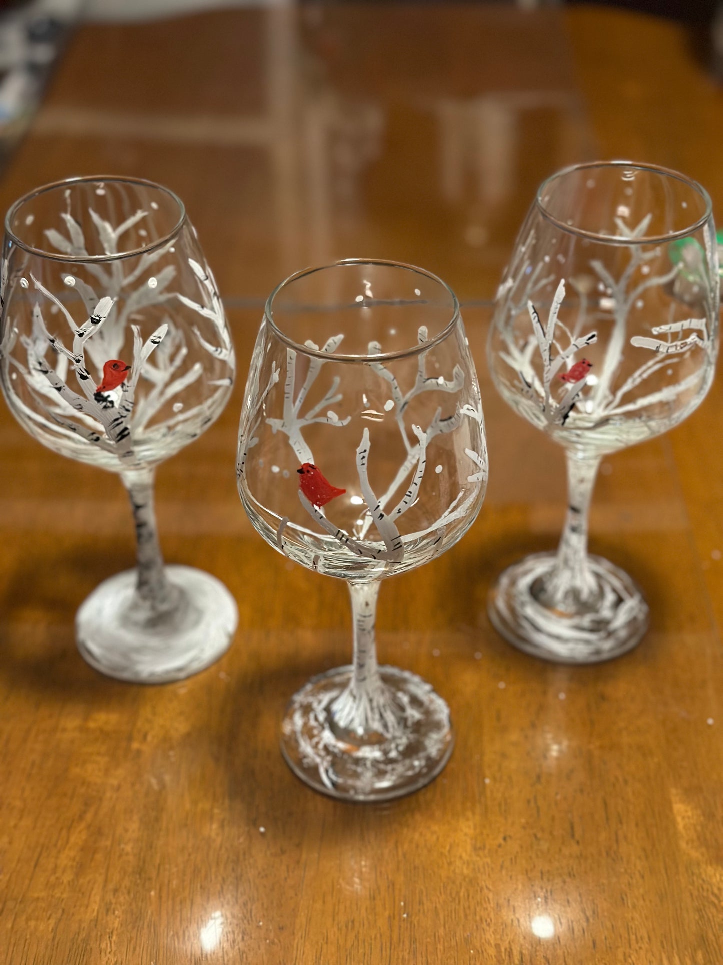 Set of 4 Hand-Painted Wine Glasses