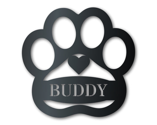 Metal Custom Pawprint Wall Art - Metal Sign - 14 Color Options