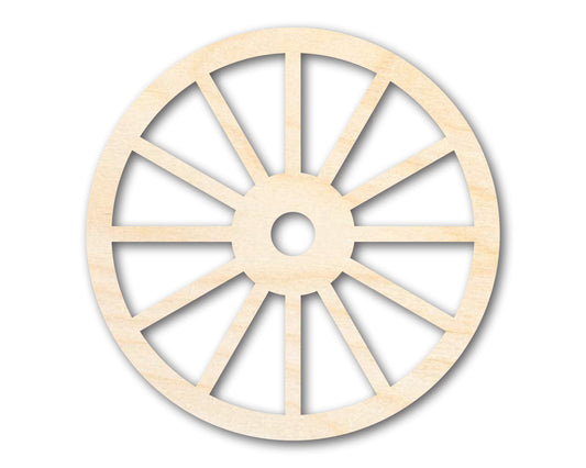 Unfinished Wood Wagon Wheel Shape | Rustic Farmhouse | DIY Craft Cutout | Up to 24"
