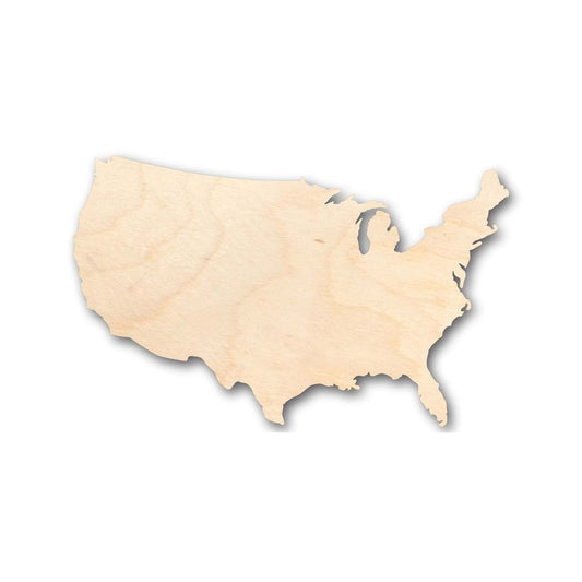 Unfinished Wood Continental United States Shape - USA - Country - Craft - up to 46" DIY