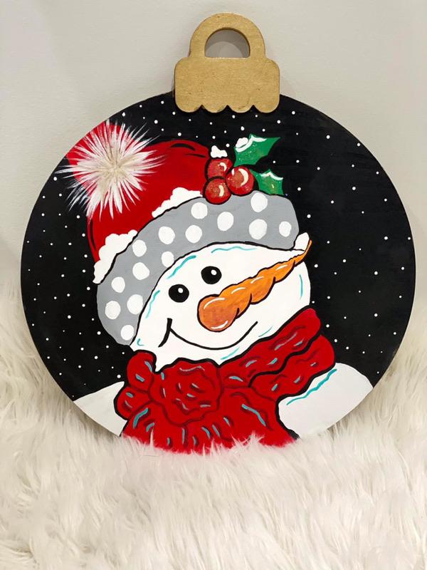 Joyful Snowman Ornament Shaped Door Sign