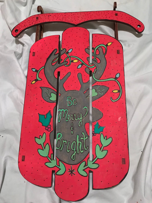 Be Merry & Bright 18” Wooden Sled Sign
